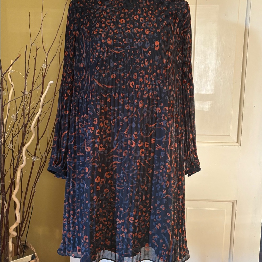 Nine West Dress - Black w/Blue and Orange Abstract Floral Design - Size M
